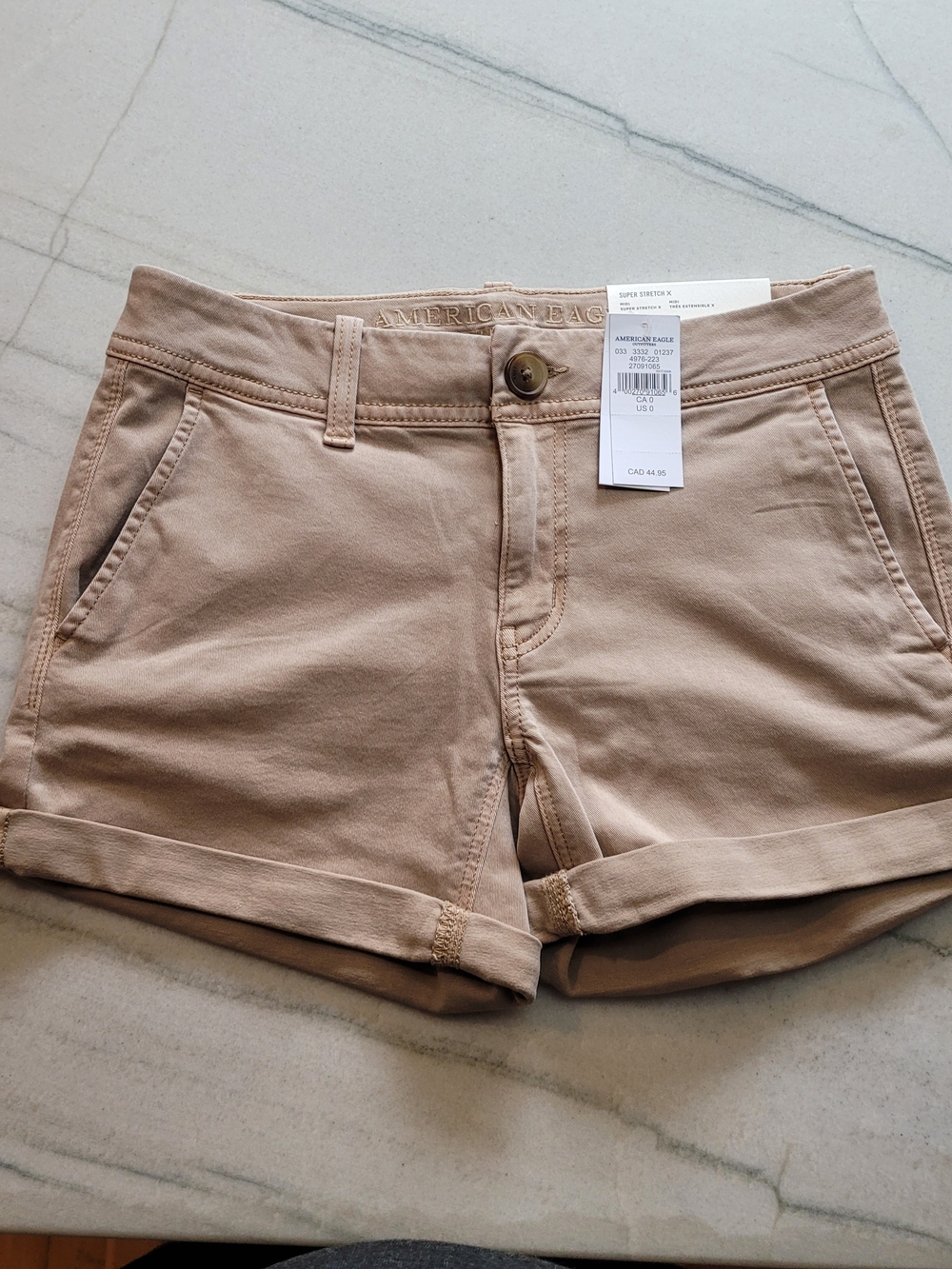 American Eagle Outfitters Women’s Tan Cotton Roll-Hem Shorts